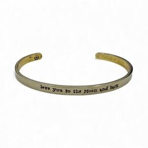 Far Fetched Love You to the Moon and Back Cuff Bracelet Mixed Metals Stamped